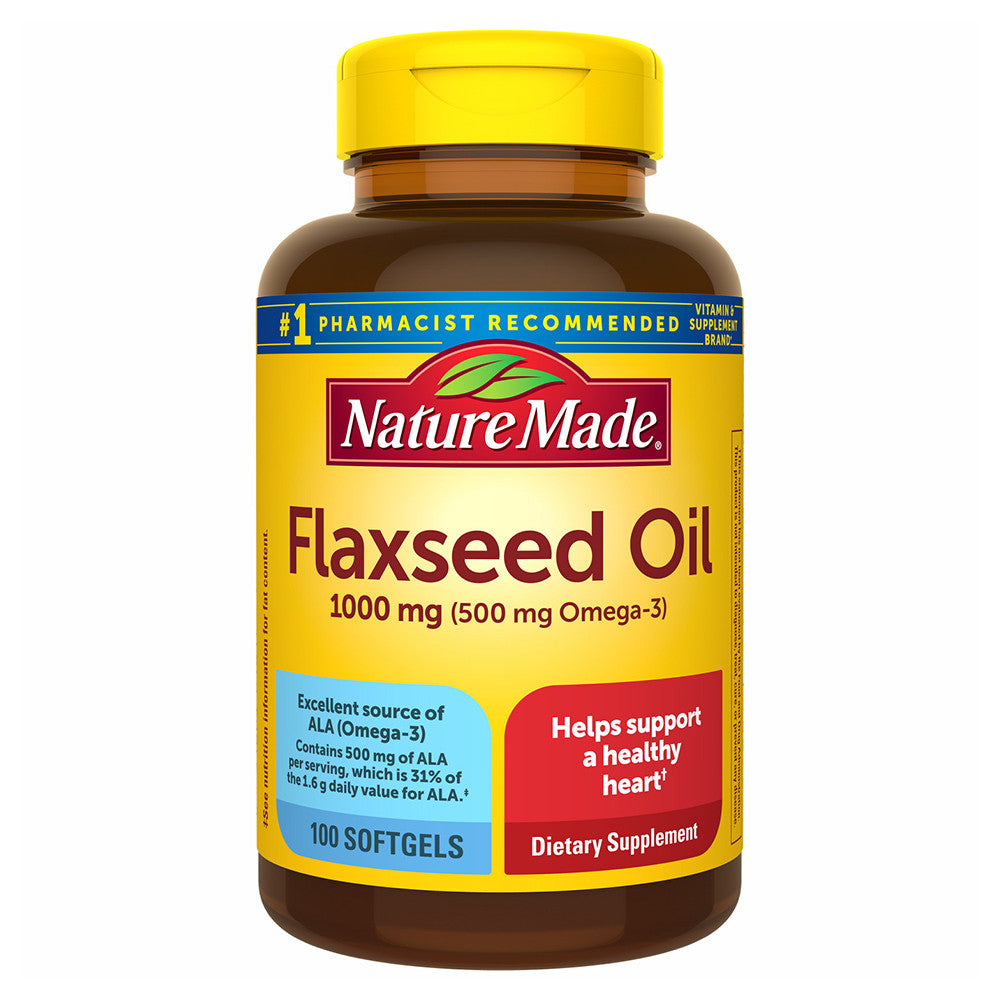 Nature Made Flaxseed Oil 1000 mg Softgels, 100 Ea